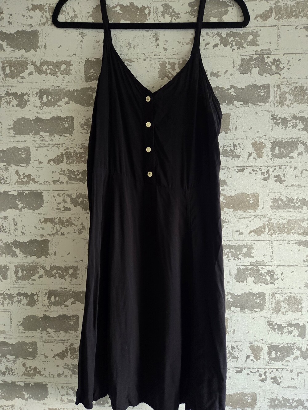 ​GAP Black Button Front Cami Mini Dress Smocked Back S